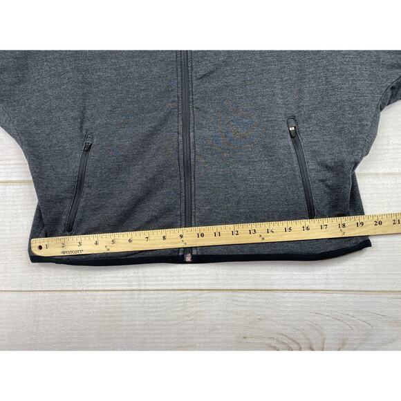Nike Dri-Fit Sweatshirt Womens L Gray Black Full Zip Pocket Cowl Neck Thumbholes - Picture 9 of 12